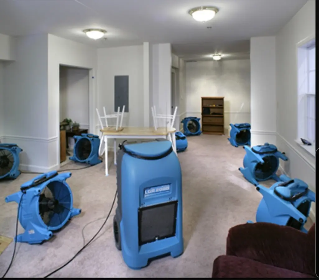 Air movers and dehumidifier setup for Water Damage Restoration in Bay Point