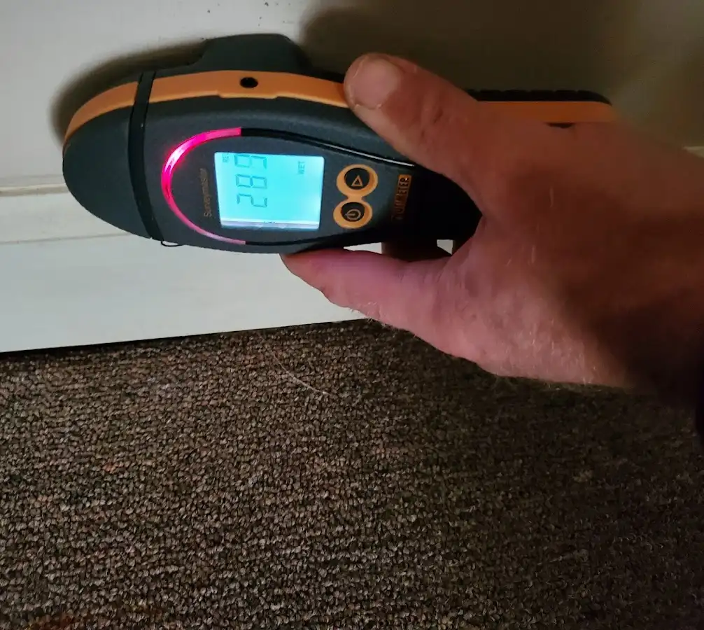 Moisture detection at baseboard during Burst Pipe Cleanup in Bay Point